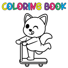 Coloring book cute dog - vector illustration.