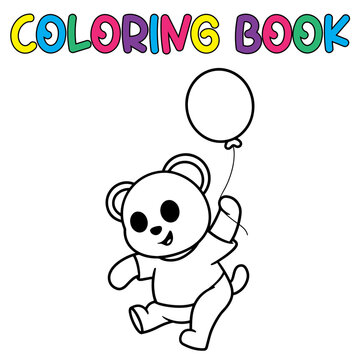 Coloring book cute panda bear - vector illustration.