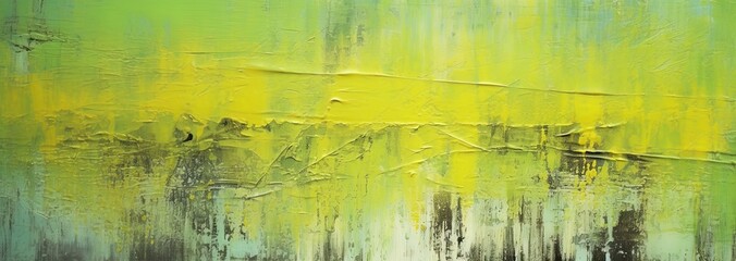 Distressed painted surface, lime, lemon green, antique and aged metal, wall. Vintage texture backdrop. Generative Ai.