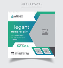 Real estate social media post or home sale online marketing flyer template design