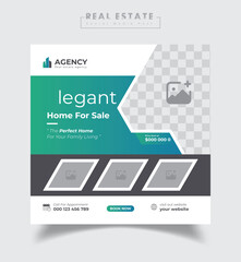 Real estate social media post or home sale online marketing flyer template design