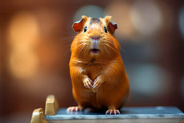 friendly and charismatic guinea character involved in an everyday activity, animal influencer, animals banner, Generative AI