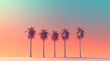 Obraz na płótnie Canvas Summer Synthwave Tropical Gradient Background, Generative AI