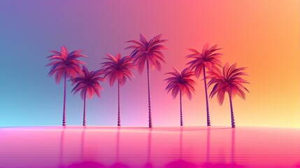 Obraz na płótnie Canvas Summer Synthwave Tropical Gradient Background, Generative AI