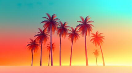 Obraz na płótnie Canvas Colorful Sunset Gradient Summer Background, Generative AI