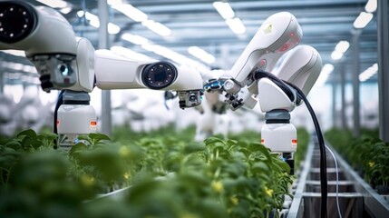 robot innovation and monitoring behind the monitor in the plantation sector. generative ai