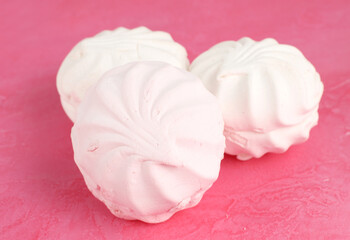 Marshmallow on pink background