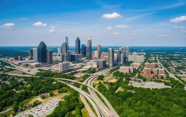 Fototapeta na wymiar Atlanta, Georgia, USA Downtown Skyline Aerial, Generative AI