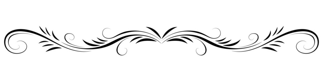 Floral ornament with leaves and abstract lines. Graceful element for decor and greeting or invitation card design