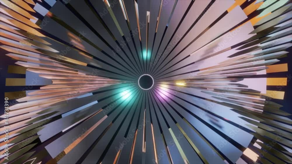 Wall mural abstract background 3d animation shiny futuristic composition made of geometric elements transforms 