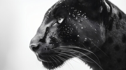 A side view portrait of a panther face on a transparent background png isolated Generative Ai