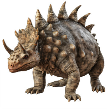 A Euoplocephalus dinosaur with spikes on its back on a transparent background png isolated Generative Ai