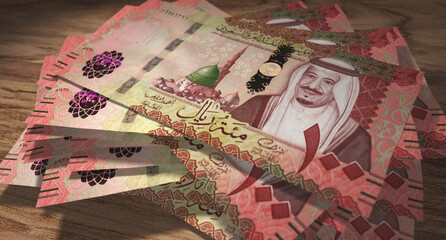 Saudi Arabia Rial 100 SAR banknote money 3d illustration