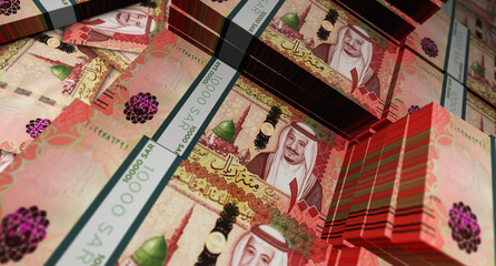 Saudi Arabia Rial 100 SAR banknote money 3d illustration