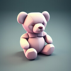 Cute teddy bear on minimalist gray background