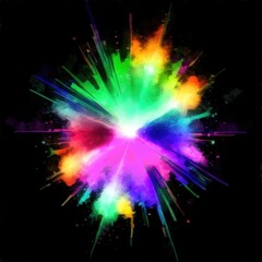 Abstract watercolor mandala cosmic circle digital paint
