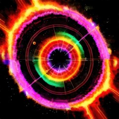 Abstract watercolor mandala cosmic circle digital paint