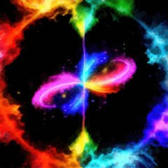 Abstract watercolor mandala cosmic circle digital paint