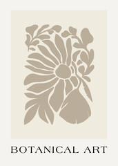 Abstract groovy floral posters. Modern trendy Matisse minimal style. Hand drawn design for wallpaper, wall decor, print, postcard, cover, template, banner.
