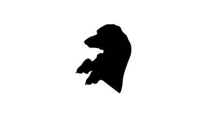 German badger-dog silhouette, family member at the table