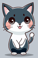Cartoon cat, logo, vector illustration. Cartoon cat characters. Flat color simple style design.
