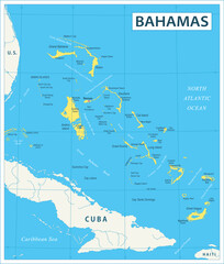 Bahamas map - highly detailed vector illustration