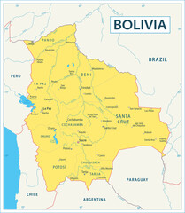 Bolivia map - highly detailed vector illustration