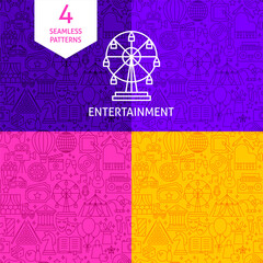 Line Entertainment Patterns. Vector Illustration of Outline Design.
