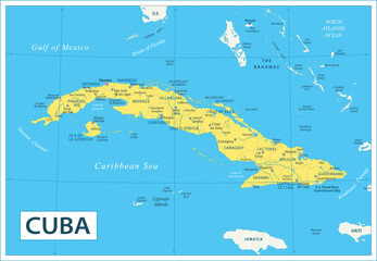 Cuba map - highly detailed vector illustration