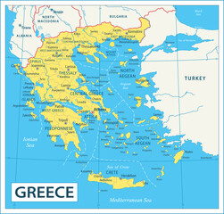 Greece map - highly detailed vector illustration
