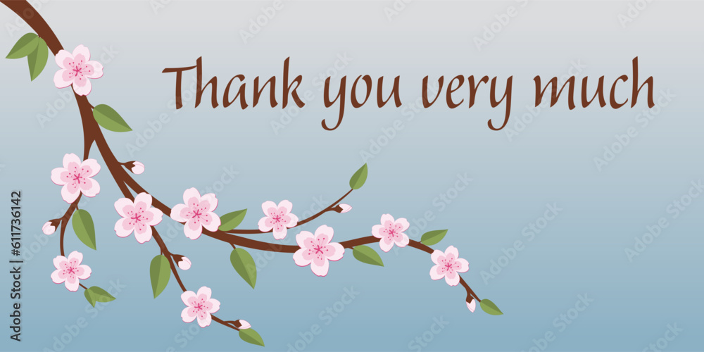 Sticker thank you very much - schriftzug in englischer sprache - vielen dank. dankeskarte mit einem kirschbl - Stickers