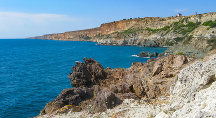 Black Sea near rocky shore in eastern Crimea.