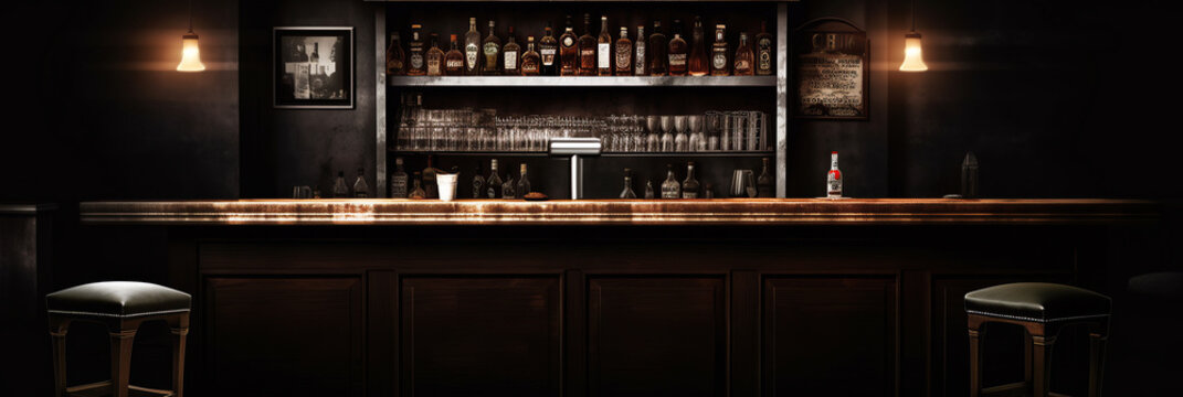 Ai generated illustration of bar counter no people