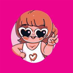 kawaii cute happy girl t shirt design