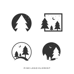 Set of pine logo vector design element with creative style