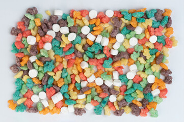 Colorful cornflakes with white boarder