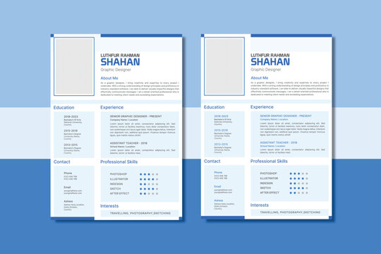 Blue and White Resume and Cover Letter Layout