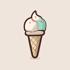 ice cream cone cartoon icon illustration. sweet food icon concept isolated