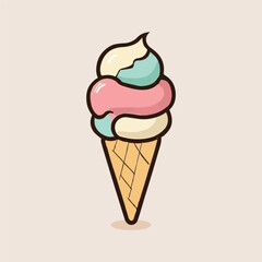 ice cream cone cartoon icon illustration. sweet food icon concept isolated