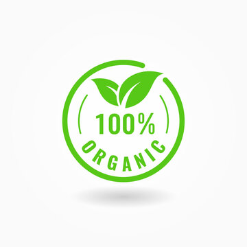 100 Percent Organic Product Label Sign Vector