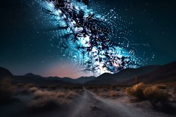 Fototapeta na wymiar Nighttime sky filled with stars and galaxies. Generative AI