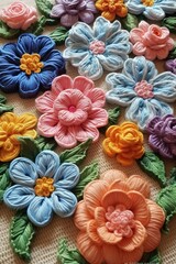 Jardin de fleurs au crochet. Fil soyeux tressé.