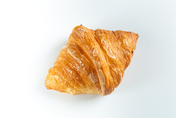 close up of croissant on isolated white background.