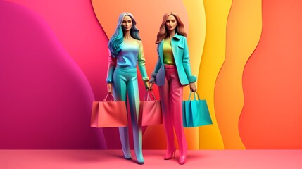 Obraz na płótnie Canvas Women Shopping During a Sale