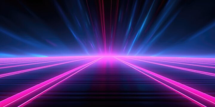 pink blue neon lines, geometric shapes, virtual space, ultraviolet light, 80's style, retro disco, fashion laser show, abstract background, generative ai