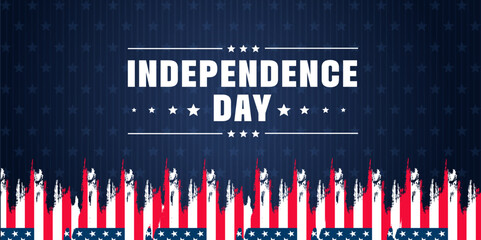 4th of July United States Independence Day celebration promotion advertising background, poster, card or banner brush stroke template. Independence day USA festive decoration with American flag.