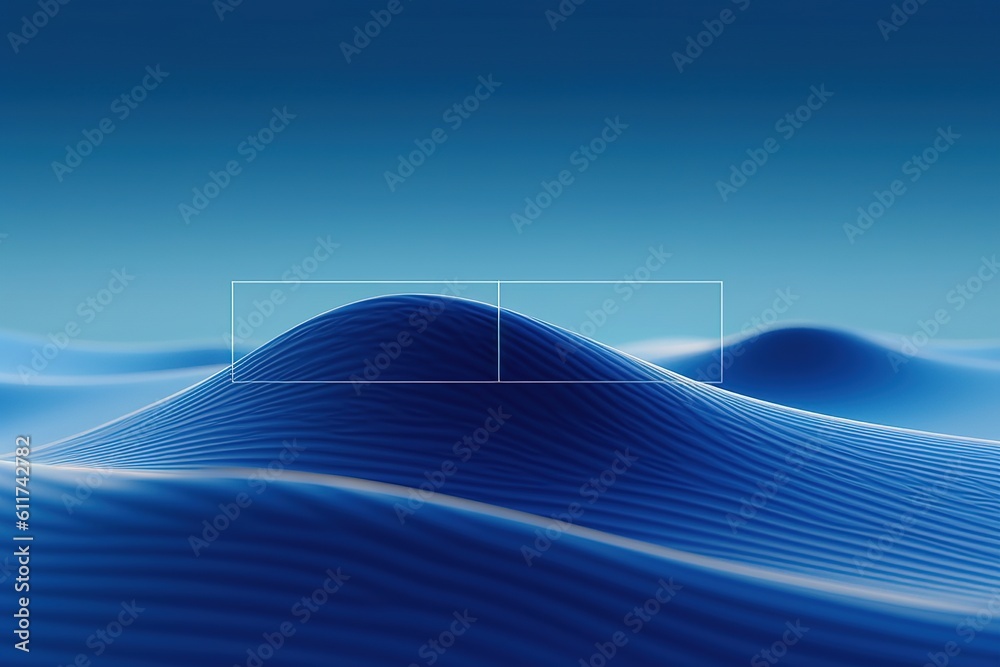 Wall mural abstract blue background with waves. waves with frame. generative ai