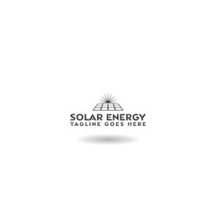 Sun solar energy logo design template icon with shadow