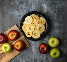 Dried apple on a dark background