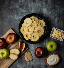 Dried apple on a dark background